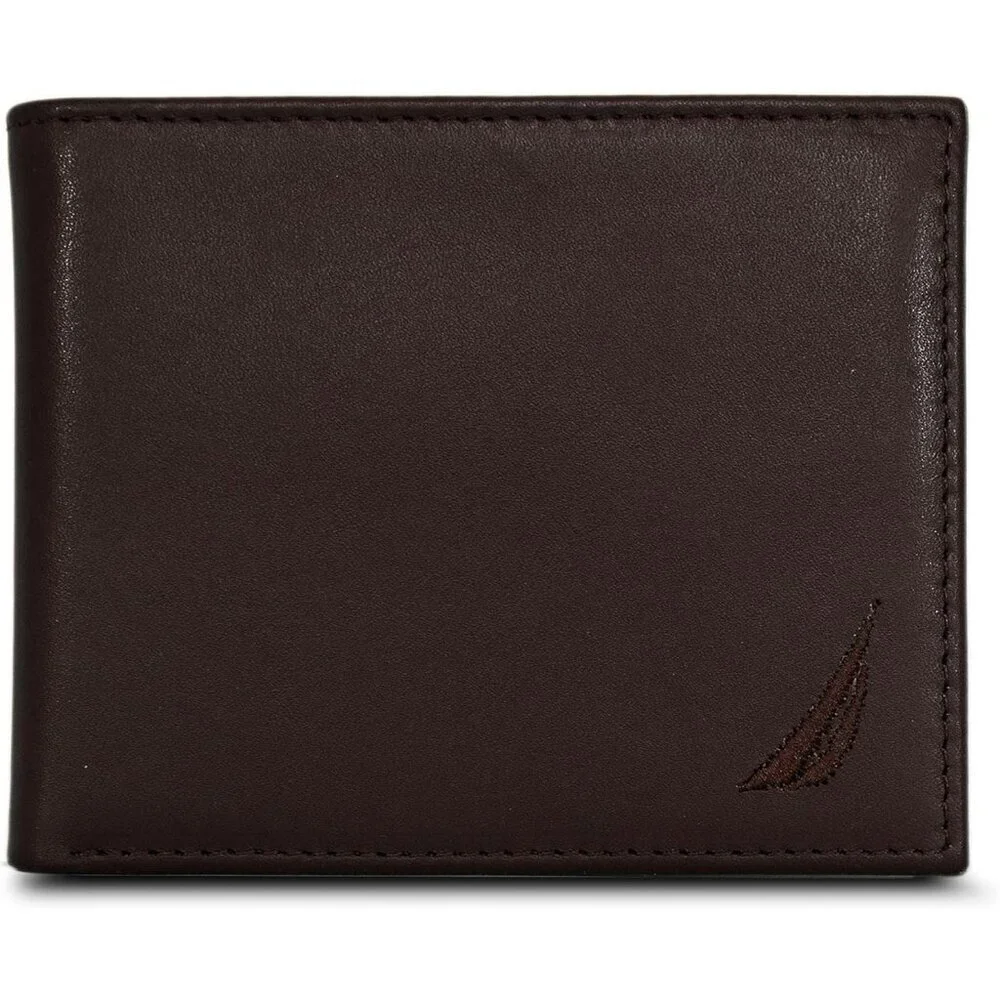 Men's Sail - Brown Bifold Leather Wallet RFID Blocking ID Window Card Slots